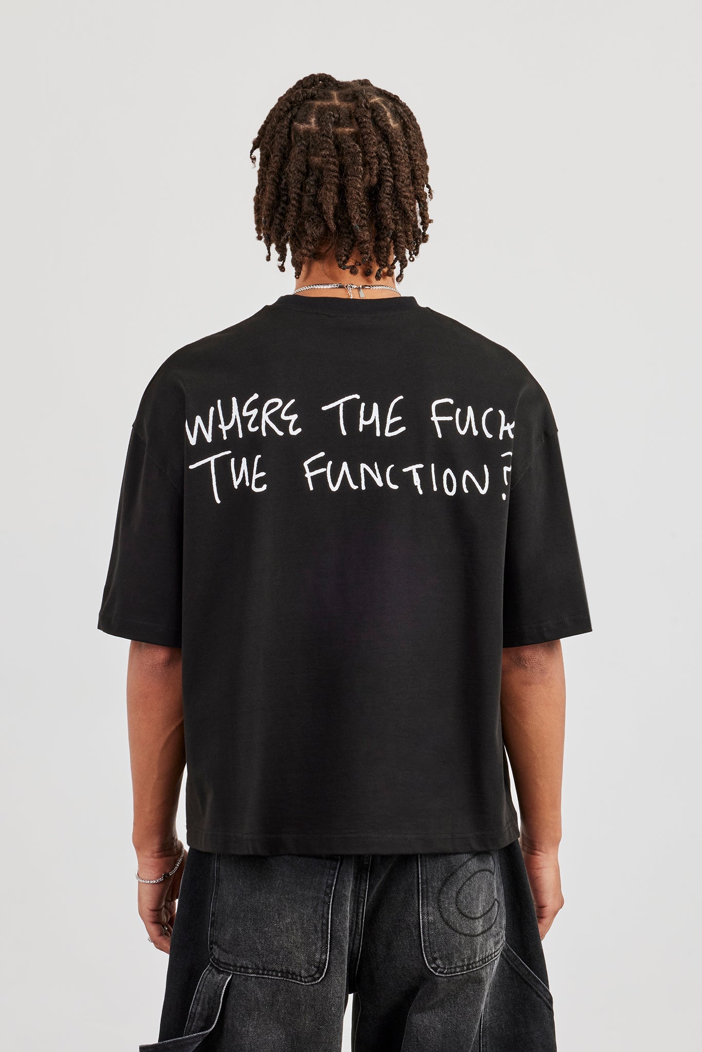 Function Back Print Boxy T-Shirt - Black