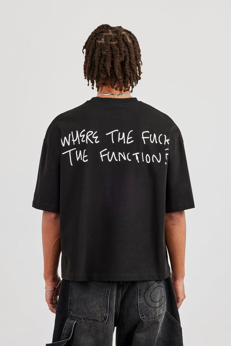 Function Back Print Boxy T-Shirt - Black