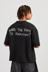 Function Back Print Boxy T-Shirt - Black