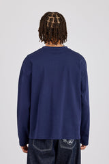 Established 2017 Boxy Long Sleeved T-Shirt - Navy Blue