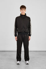 Men's Regular Poly Smooth Taping Track Top & Track Pant - Black