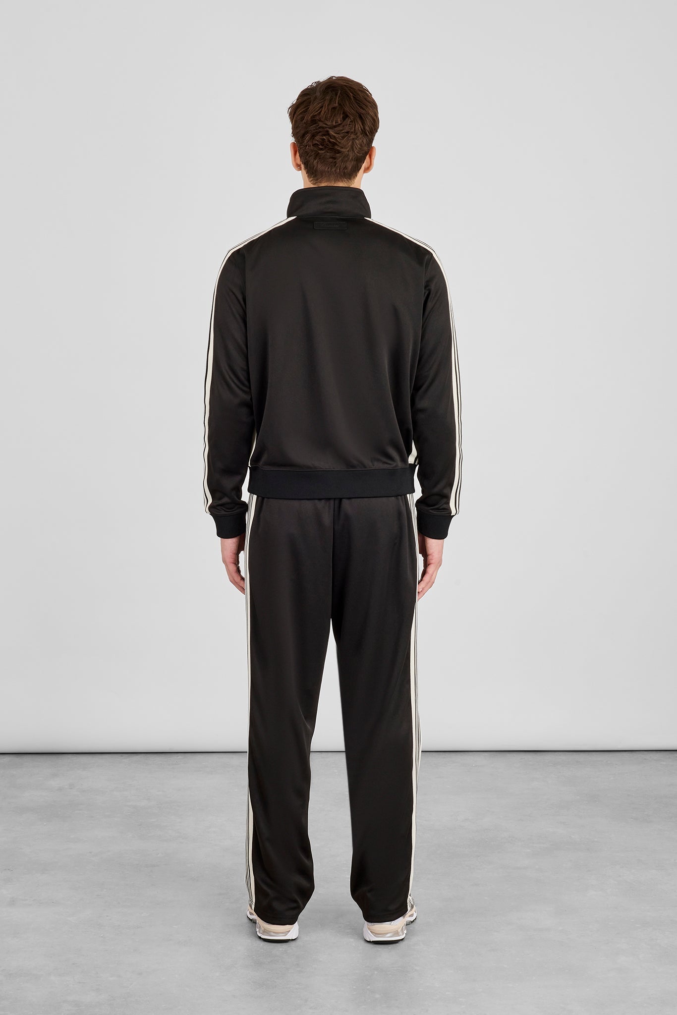 Men's Regular Poly Smooth Taping Track Top & Track Pant - Black