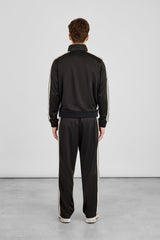 Men's Regular Poly Smooth Taping Track Top & Track Pant - Black