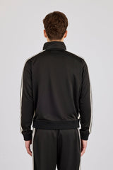 Mens Regular Poly Smooth Taping Track Top - Black