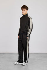 Men's Regular Poly Smooth Taping Track Top & Track Pant - Black