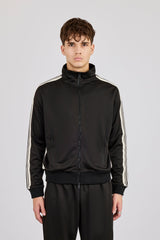 Mens Regular Poly Smooth Taping Track Top - Black