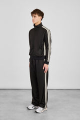 Men's Regular Poly Smooth Taping Track Top & Track Pant - Black