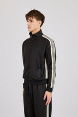 Mens Regular Poly Smooth Taping Track Top - Black