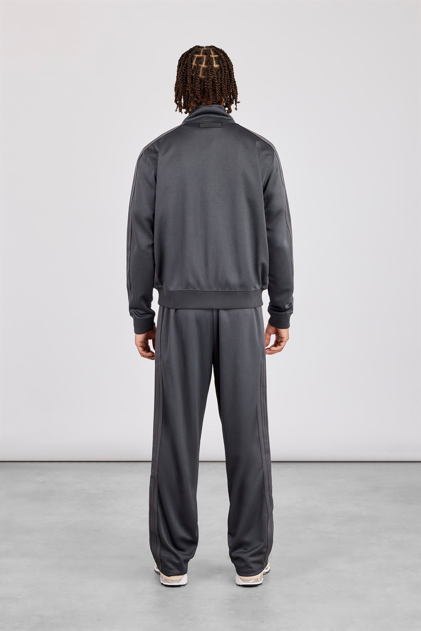 Mens Regular Poly Smooth Taping Tracksuit - Charcoal