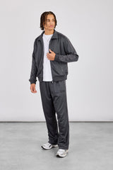 Mens Regular Poly Smooth Taping Tracksuit - Charcoal