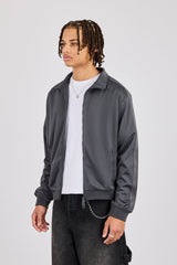 Mens Regular Poly Smooth Taping Track Top - Charcoal