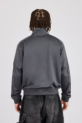 Mens Regular Poly Smooth Taping Track Top - Charcoal