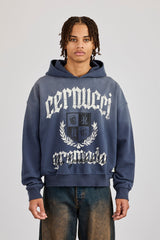 Washed Crest Graphic Hoodie - Navy