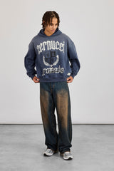 Washed Crest Graphic Hoodie - Navy