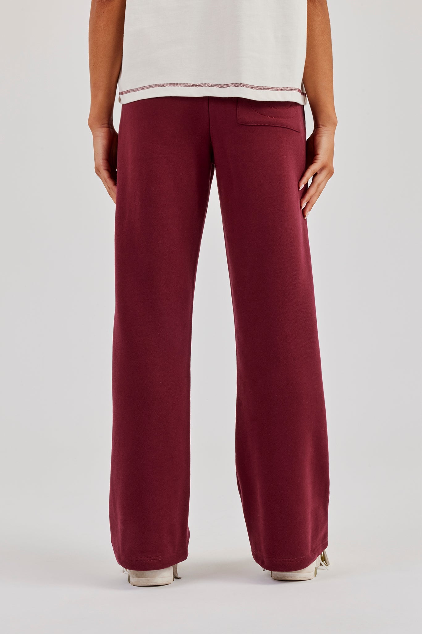 Wide Leg Jogger With Varsity Logo - Berry