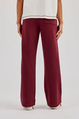 Wide Leg Jogger With Varsity Logo - Berry
