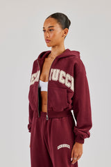 Cropped Varsity Logo Hoodie - Berry