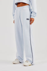 Wide Leg Jogger With Piping - Light Blue