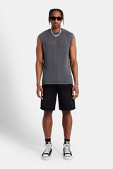 Knitted Loose Vest - Charcoal