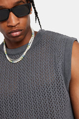 Knitted Loose Vest - Charcoal