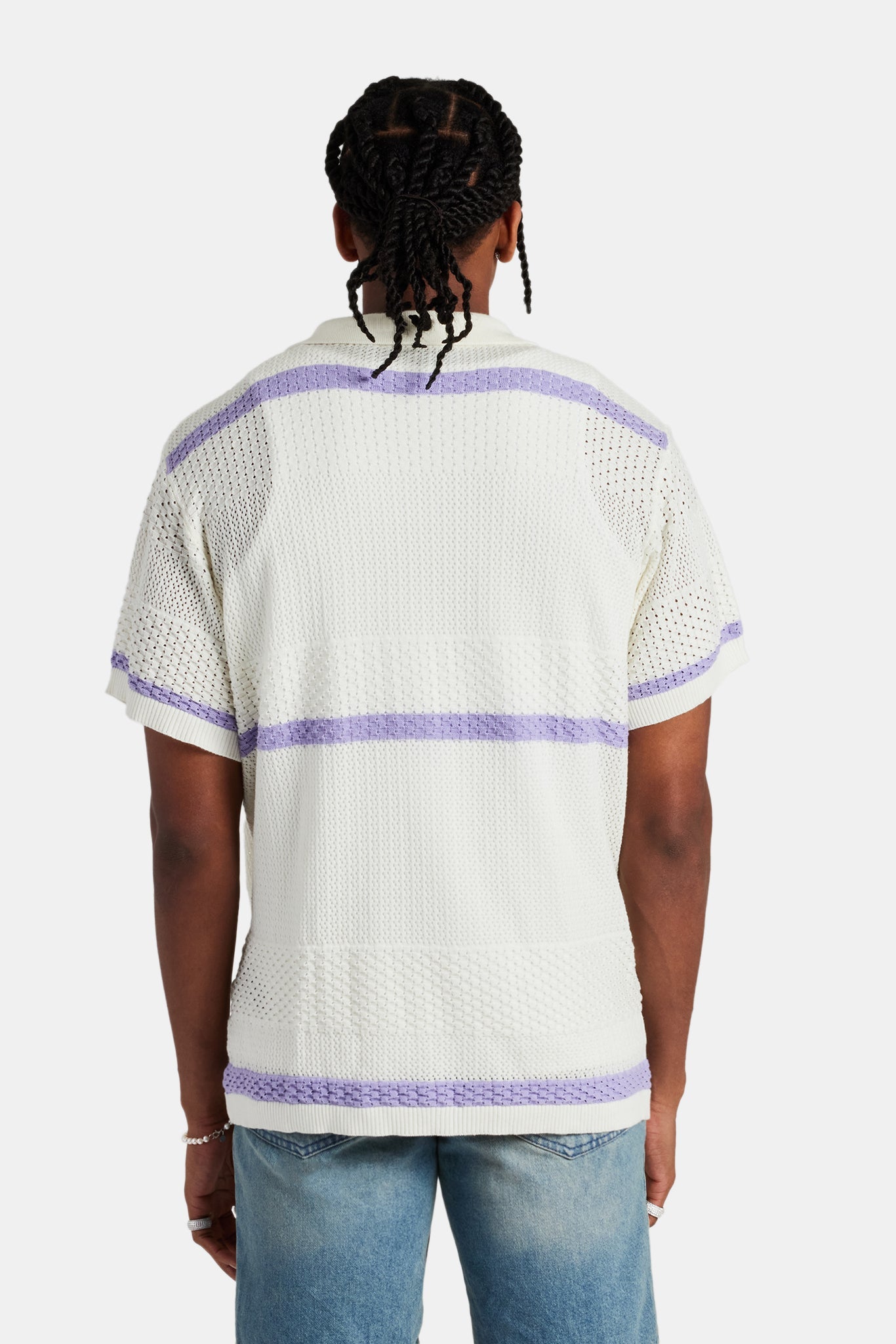 Knitted Button Front Shirt - Purple | Mens Shirts | Shop Knitted
