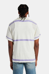 Knitted Button Front Shirt - Purple