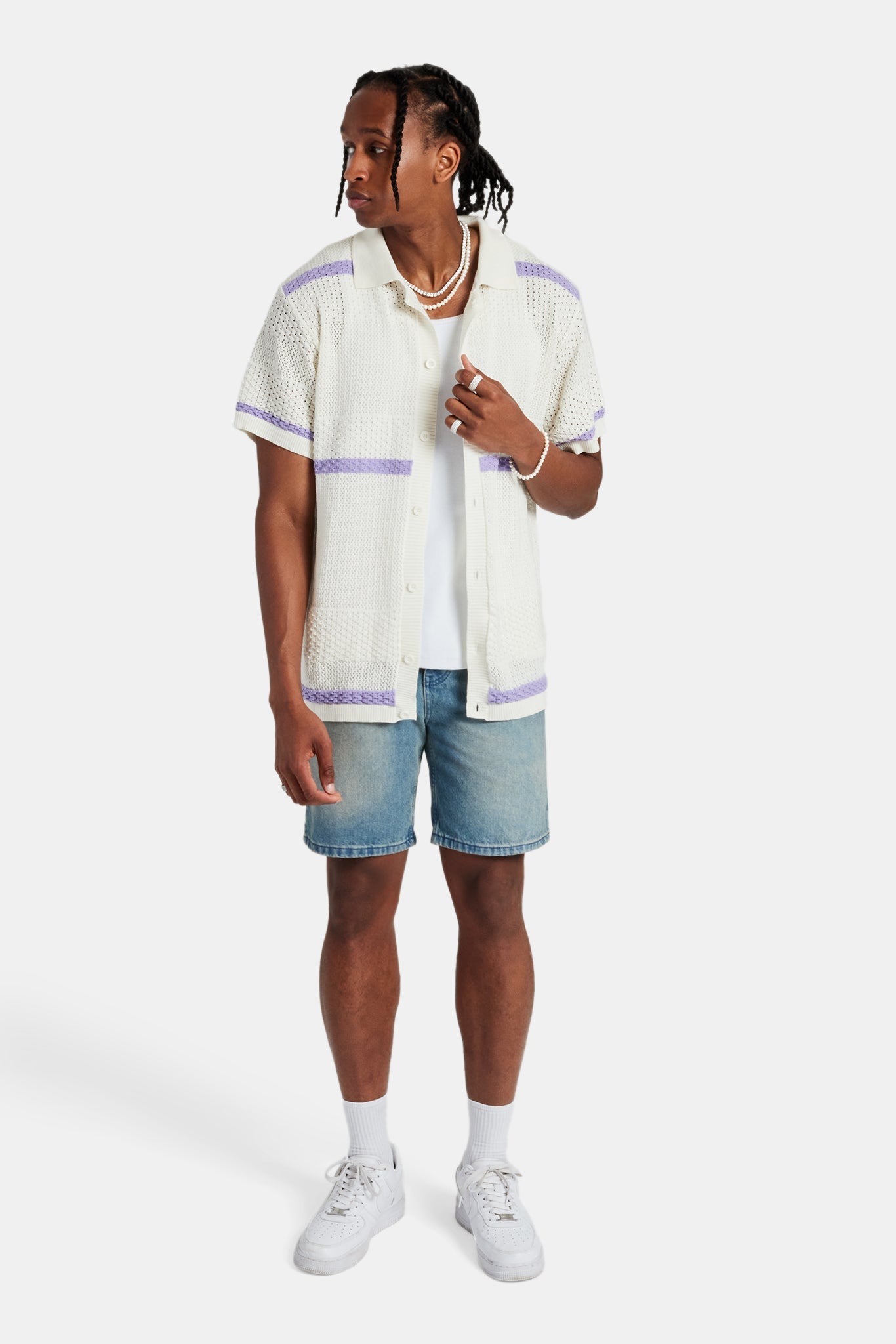 Knitted Button Front Shirt - Purple | Mens Shirts | Shop Knitted