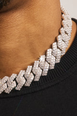 Iced Prong Cuban Chain - 19mm - White