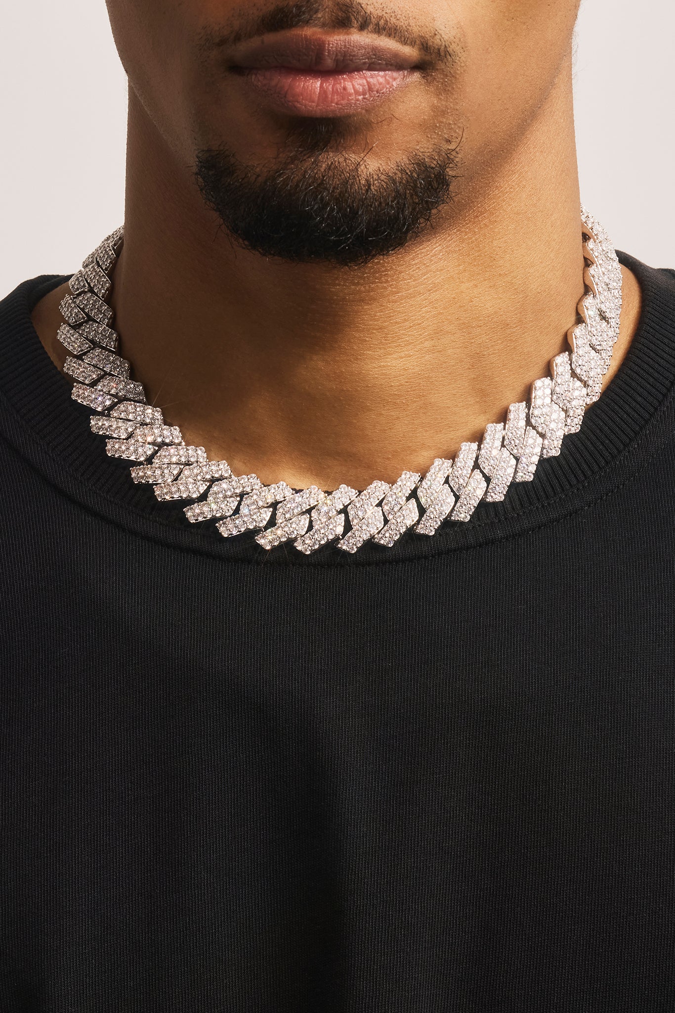 Iced Prong Cuban Chain - 19mm - White