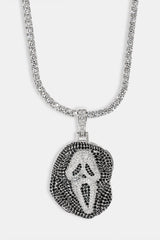 Iced Mask Face Pendant - 40mm - White