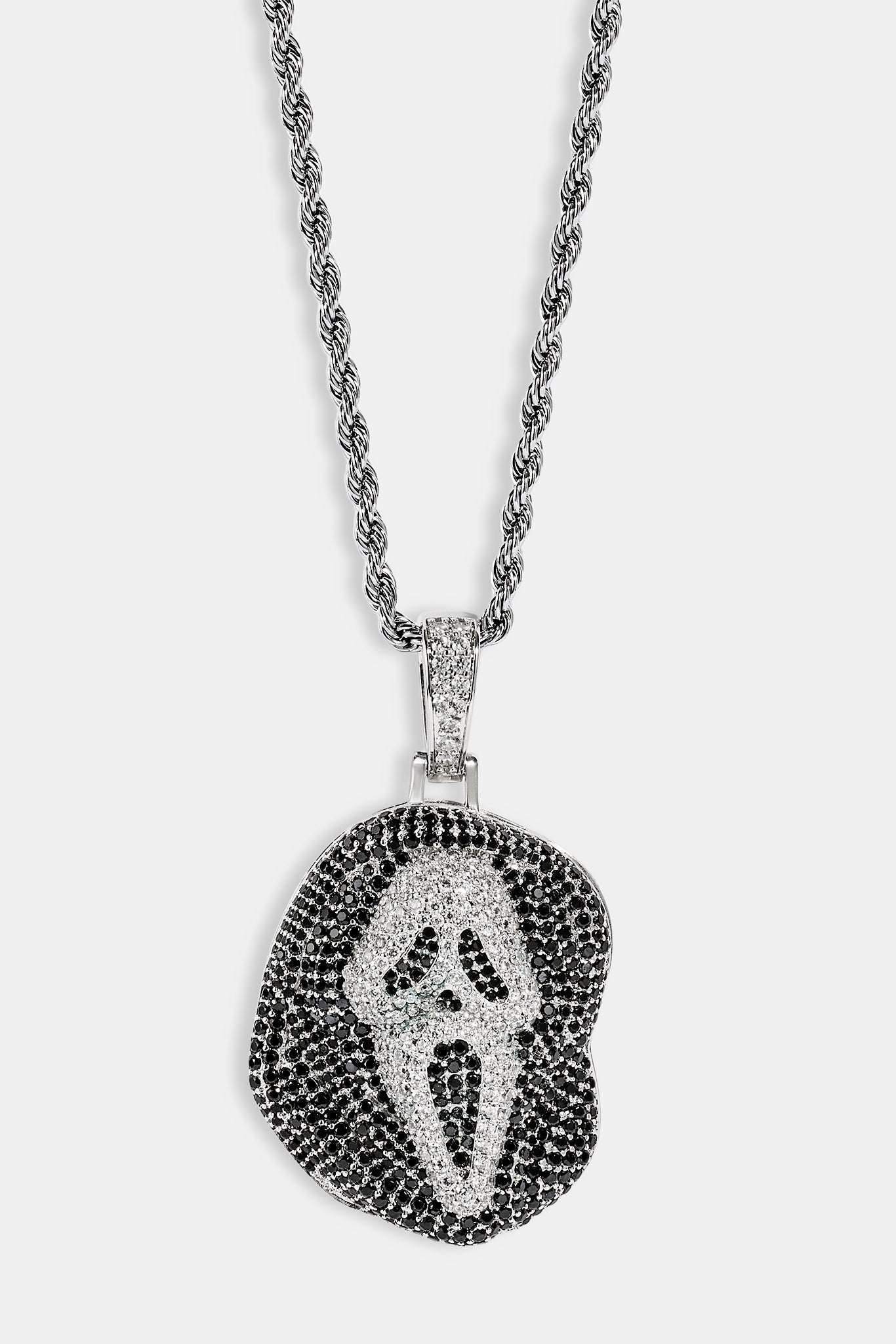 Iced Mask Face Pendant - 40mm - White