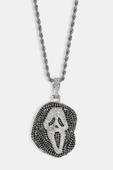 Iced Mask Face Pendant - 40mm - White