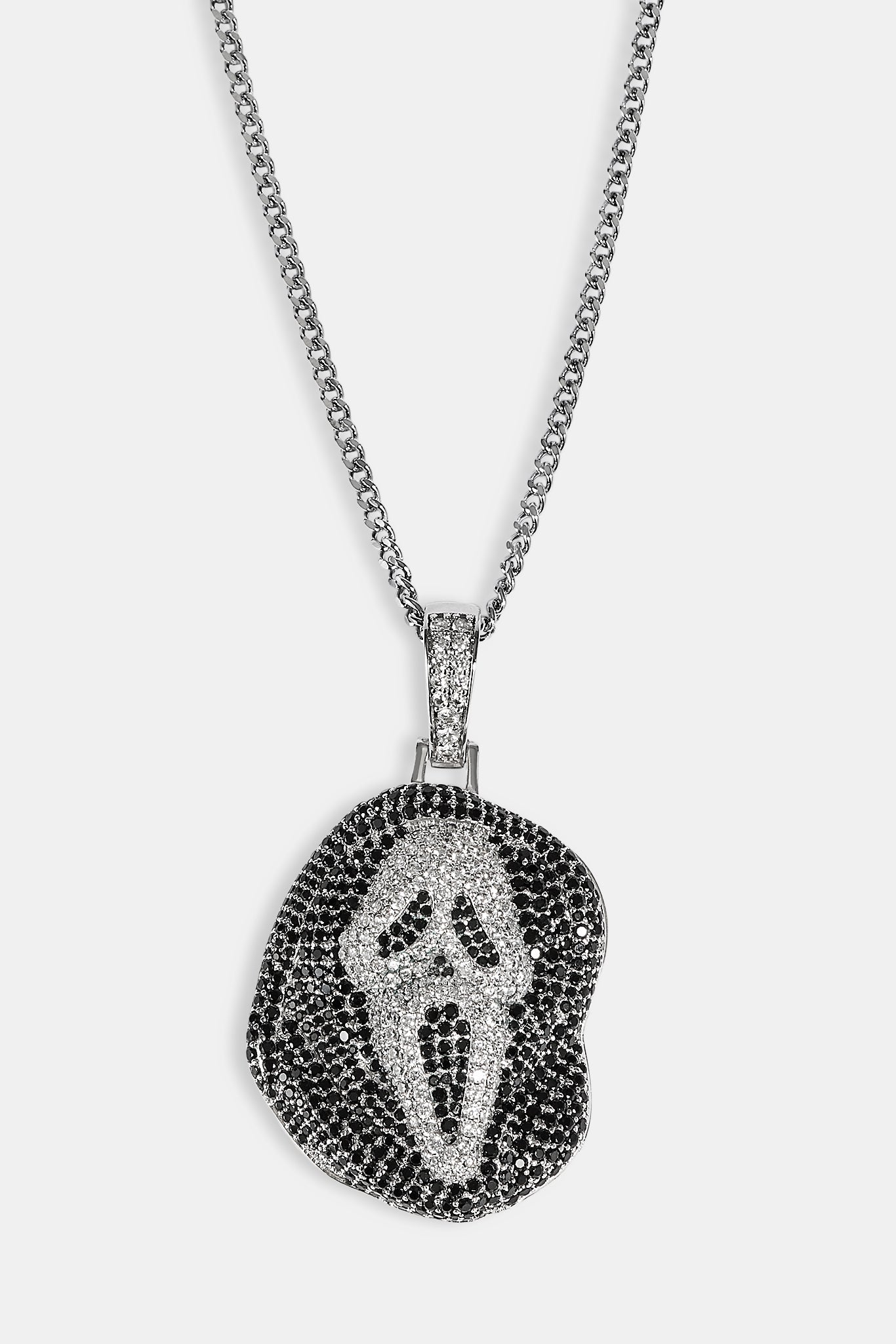 Iced Mask Face Pendant - 40mm - White