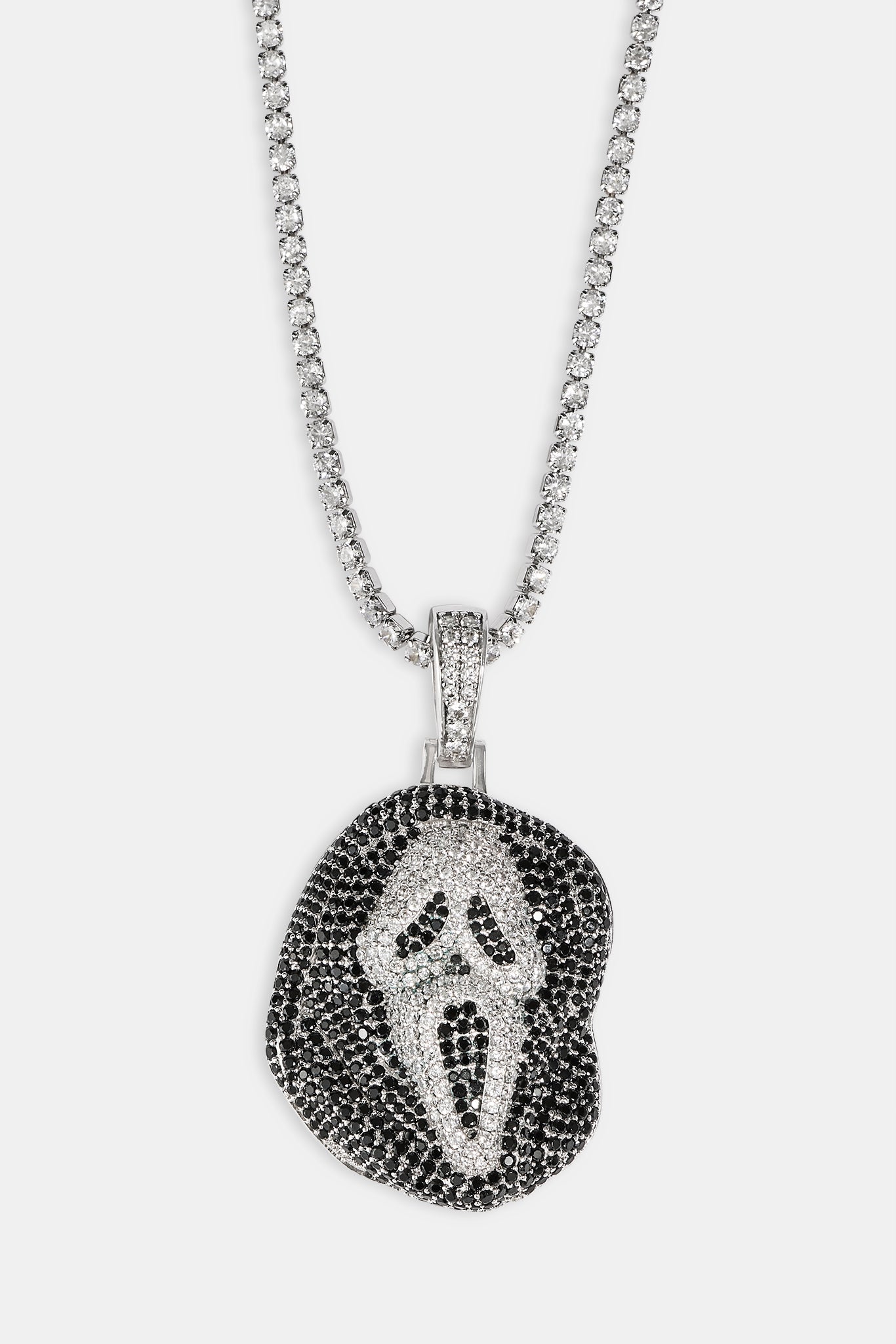 Iced Mask Face Pendant - 40mm - White