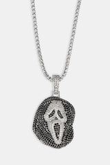 Iced Mask Face Pendant - 40mm - White