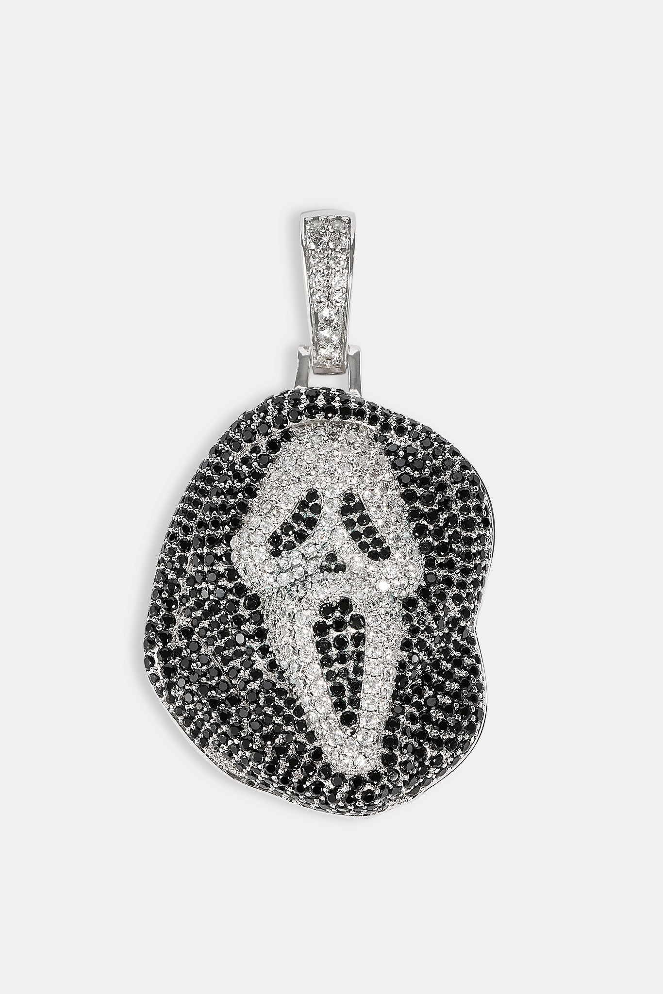 Iced Mask Face Pendant - 40mm - White