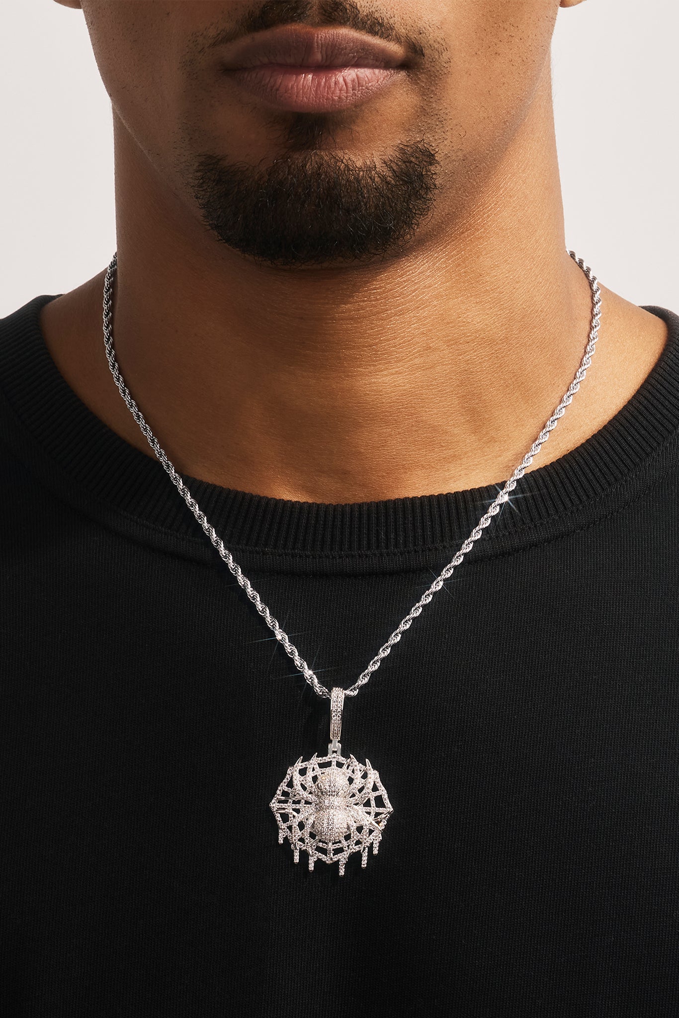 Iced Spider Pendant - 35mm - White