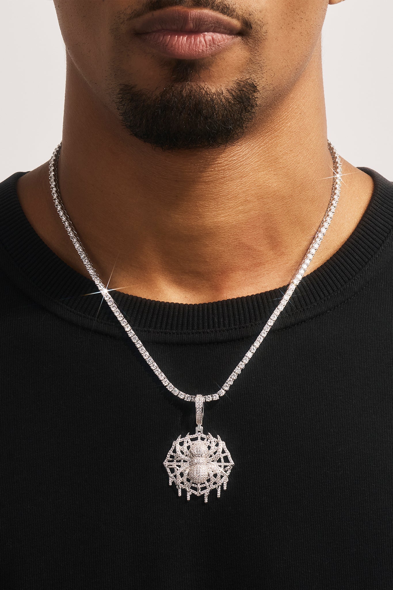 Iced Spider Pendant - 35mm - White