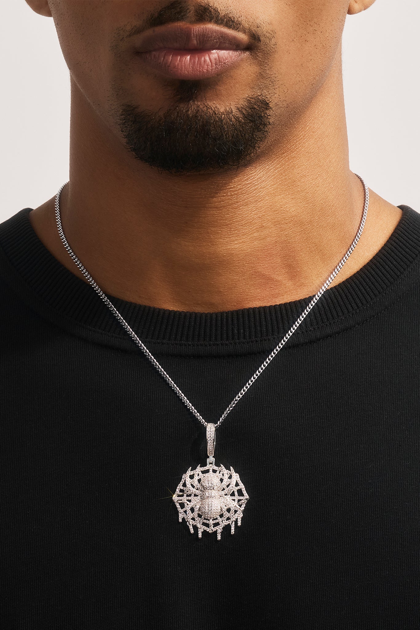 Iced Spider Pendant - 35mm - White