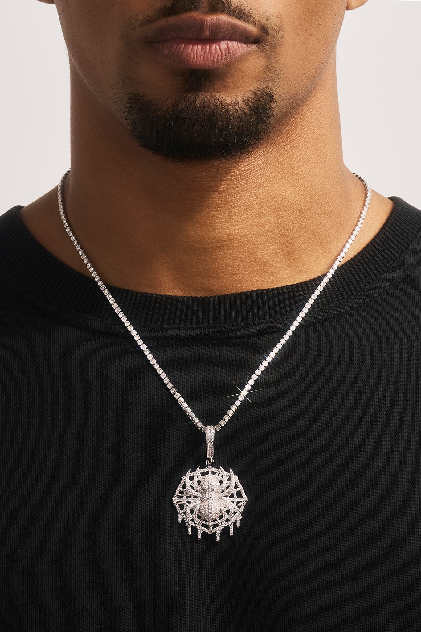 Iced Spider Pendant - 35mm - White