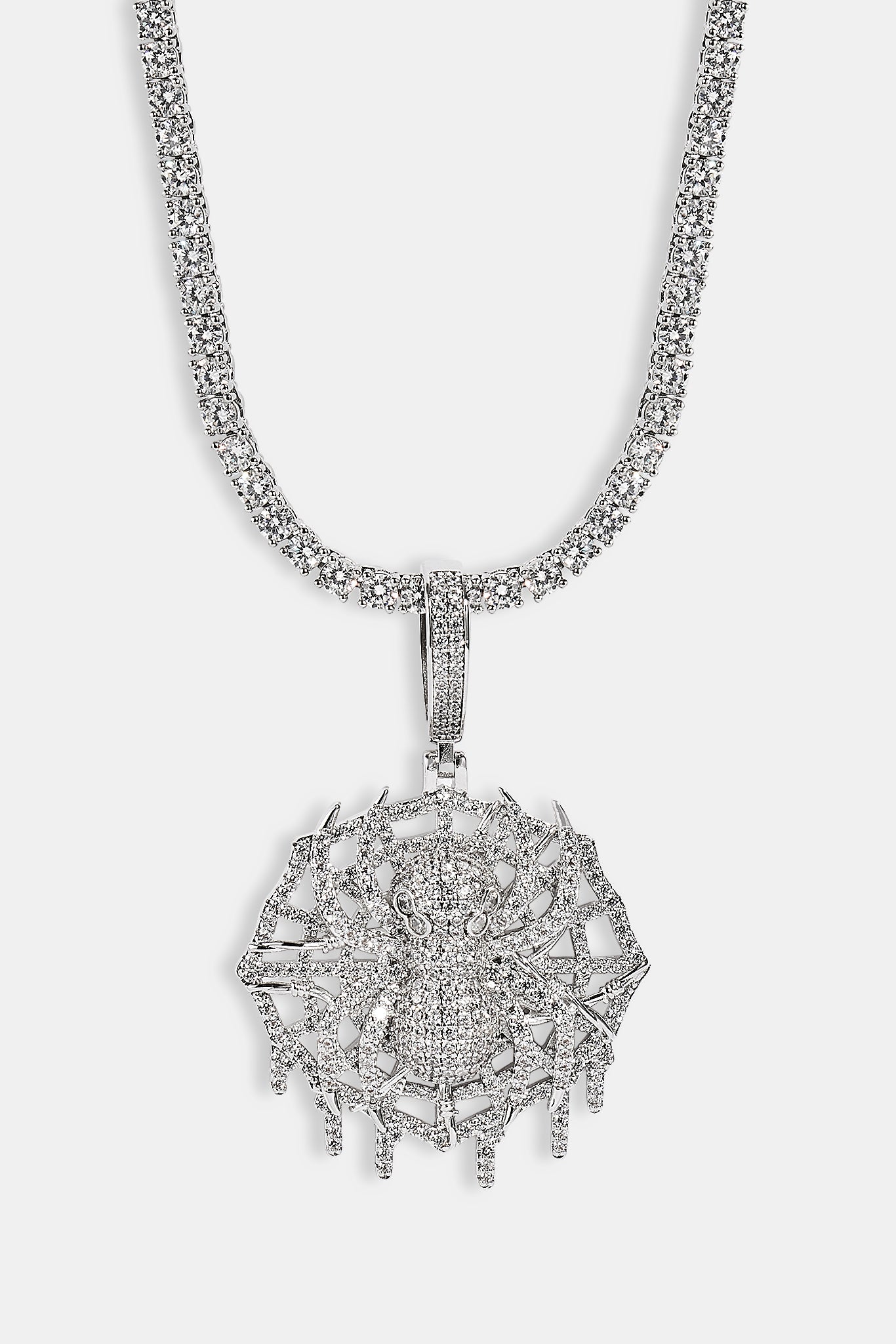 Iced Spider Pendant - 35mm - White