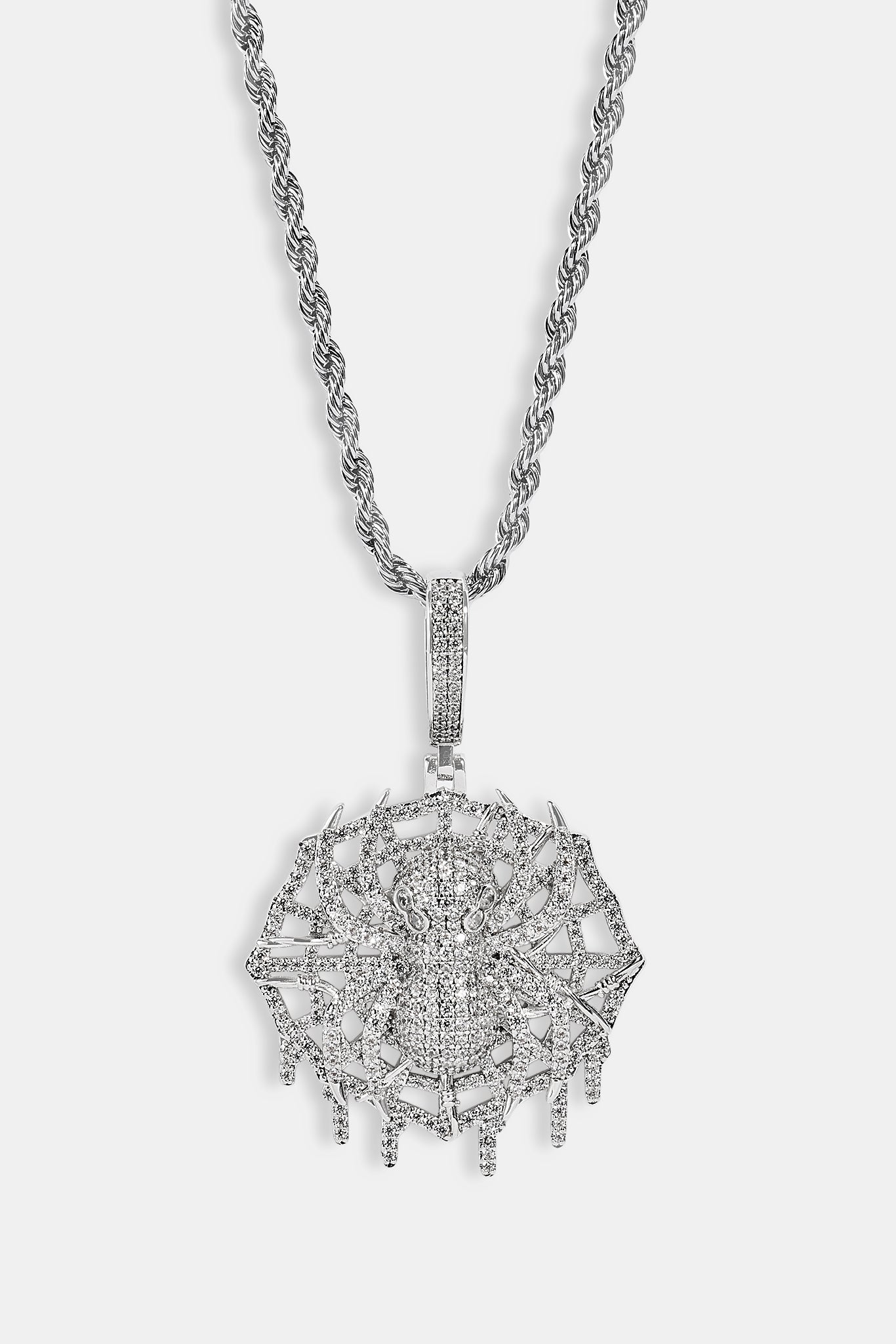 Iced Spider Pendant - 35mm - White