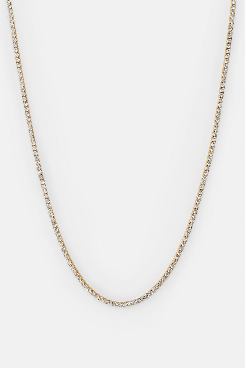 Womens 2.5mm Micro Tennis Chain - Gold