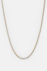 2.5mm Micro Tennis Chain & 10mm Iced Mother Of Pearl Double Motif Necklace