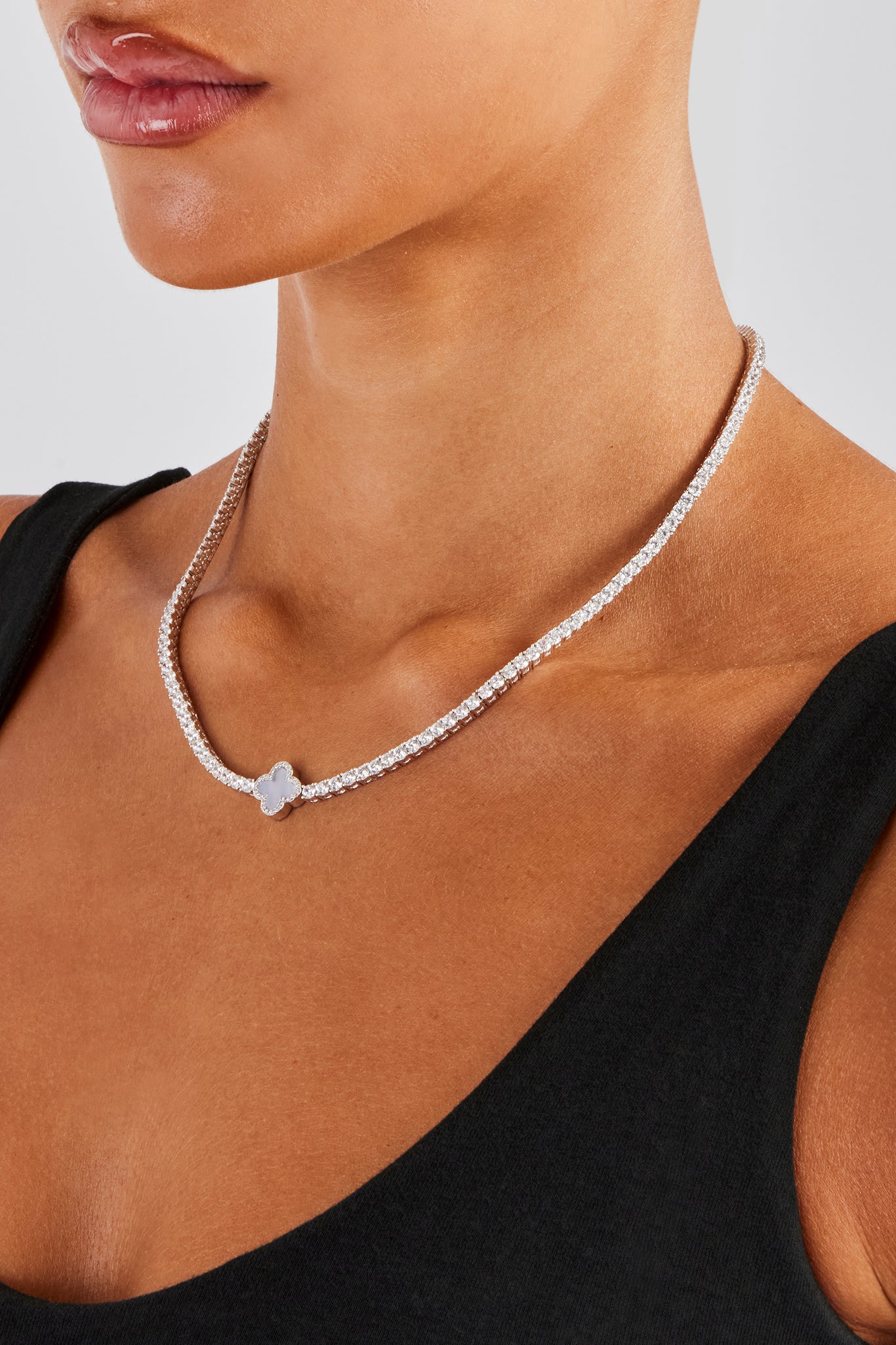 3mm Motif Agate Tennis Chain - White