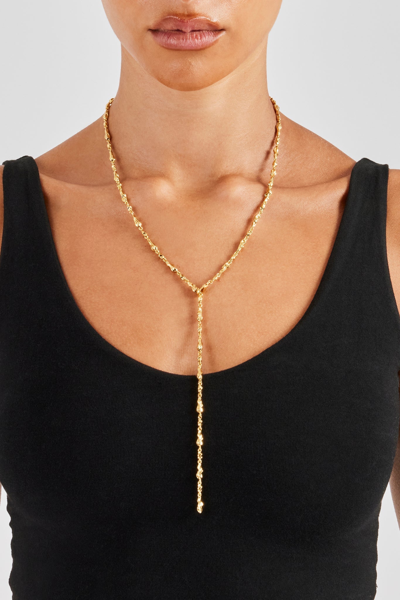 Cluster Drop Necklace - 4mm - Gold