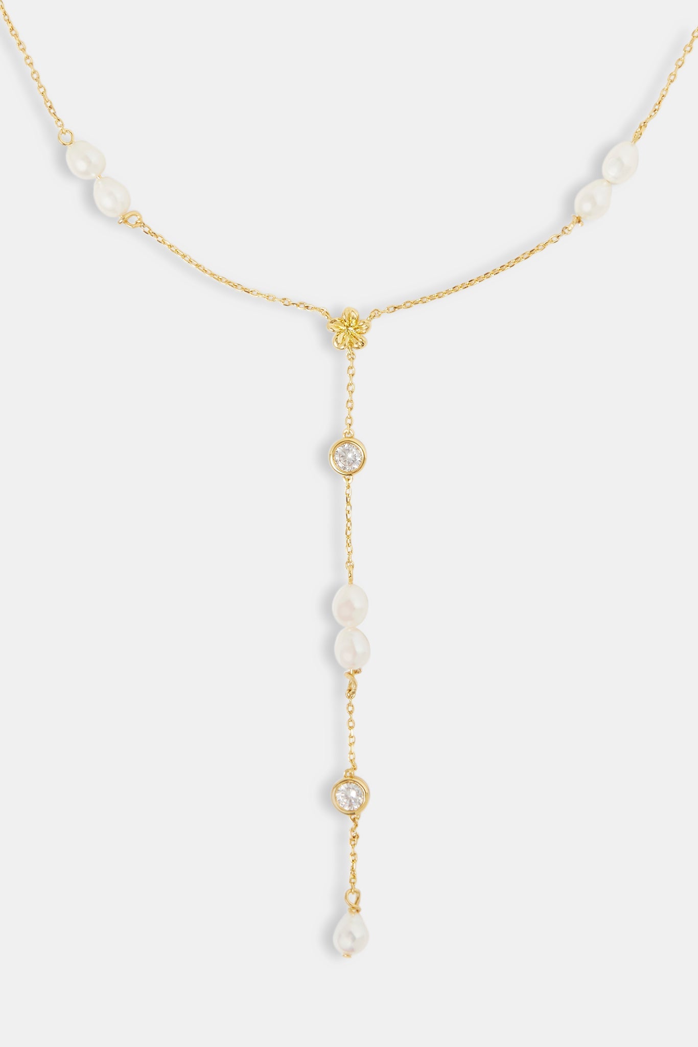 Drop Freshwater Pearl Flower Necklace - 5mm