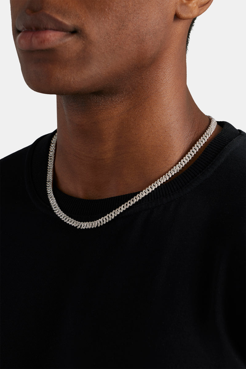 5mm Iced Prong Chain - White Gold