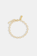 Iced Heart Bezel Bracelet - 5mm - Gold