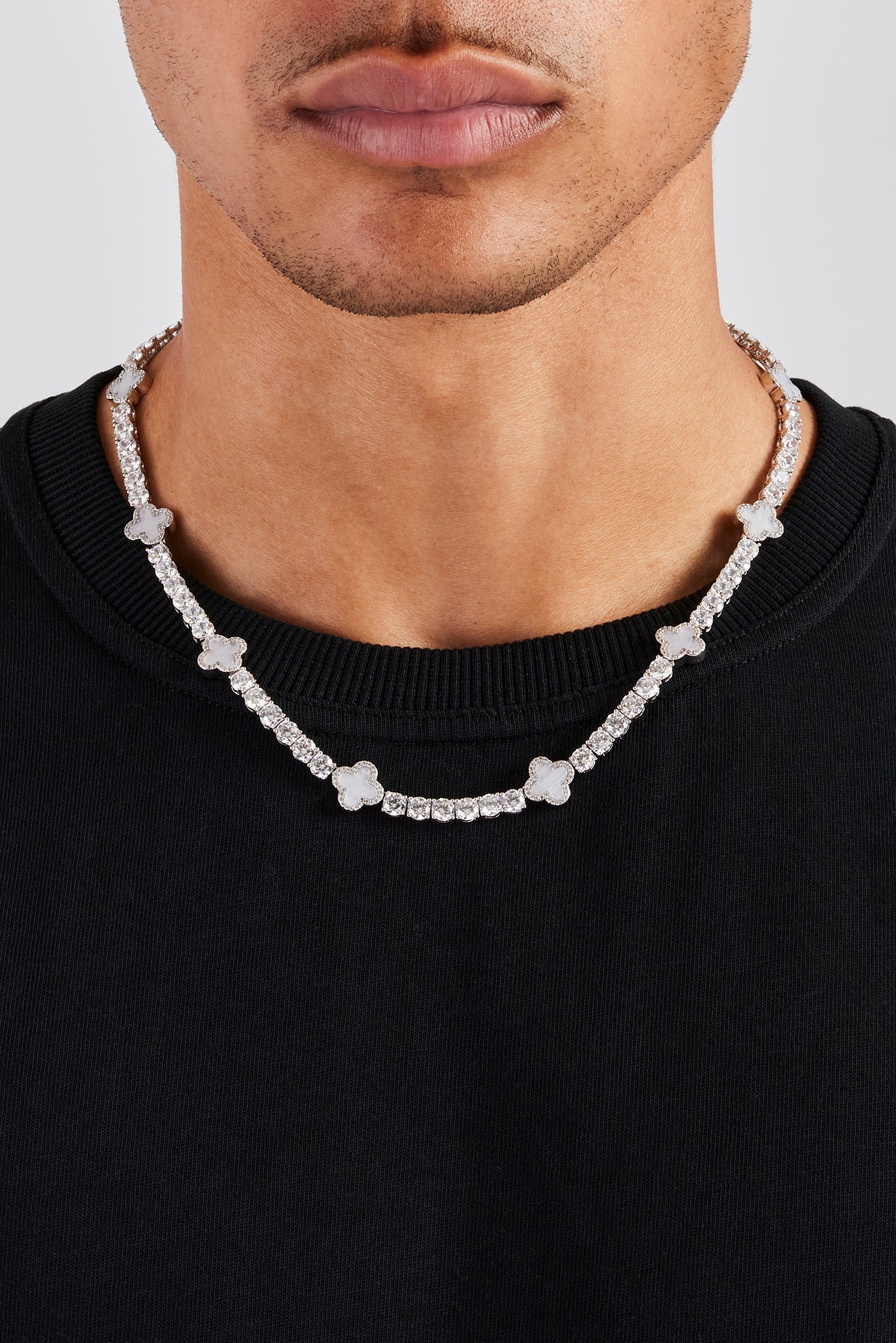 5mm Motif Agate Tennis Chain- White